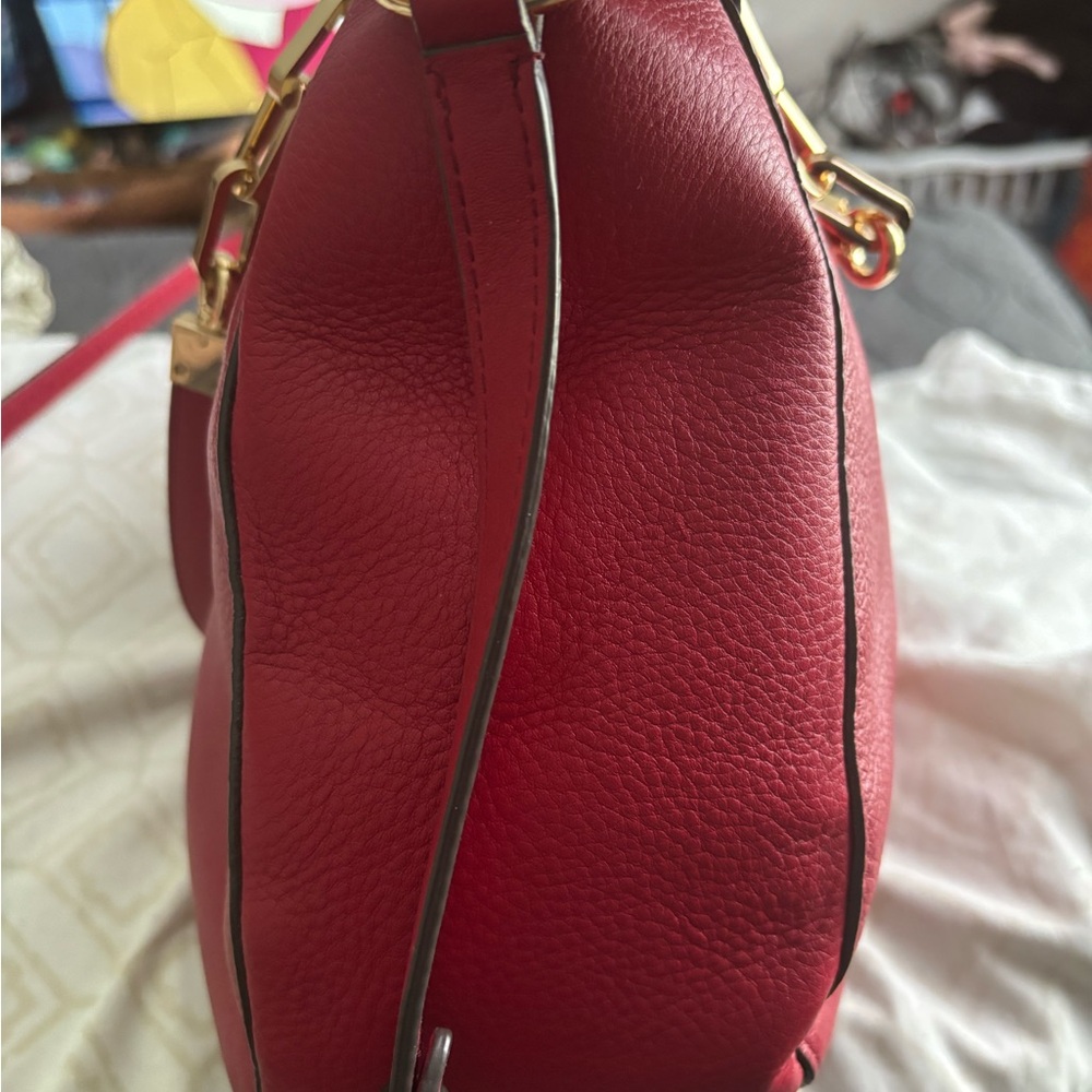 Henri Bendel Red Shoulder Bag with Structured Design